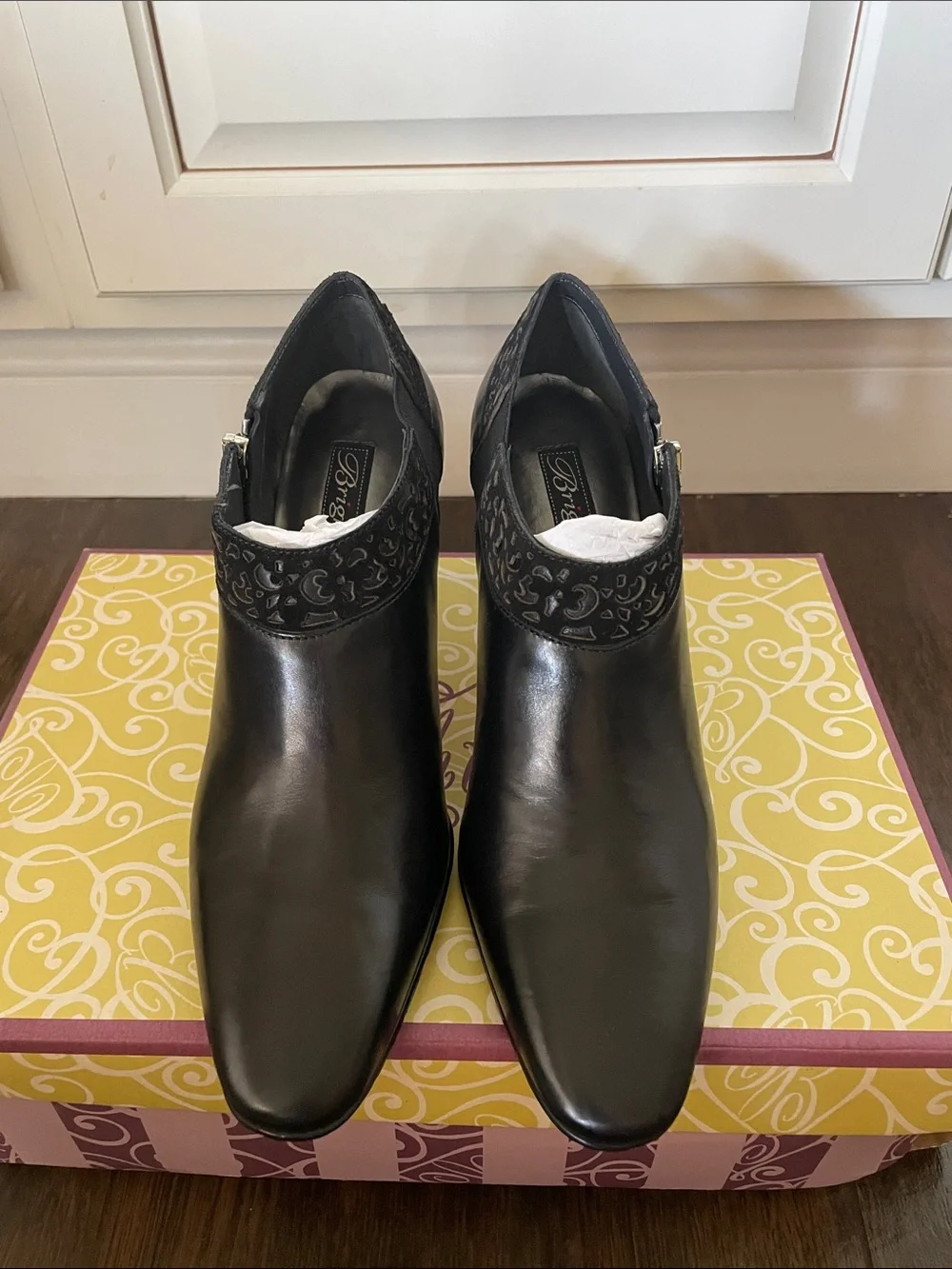 NWT BRIGHTON Pointed Leather Ankle Heeled Mules!